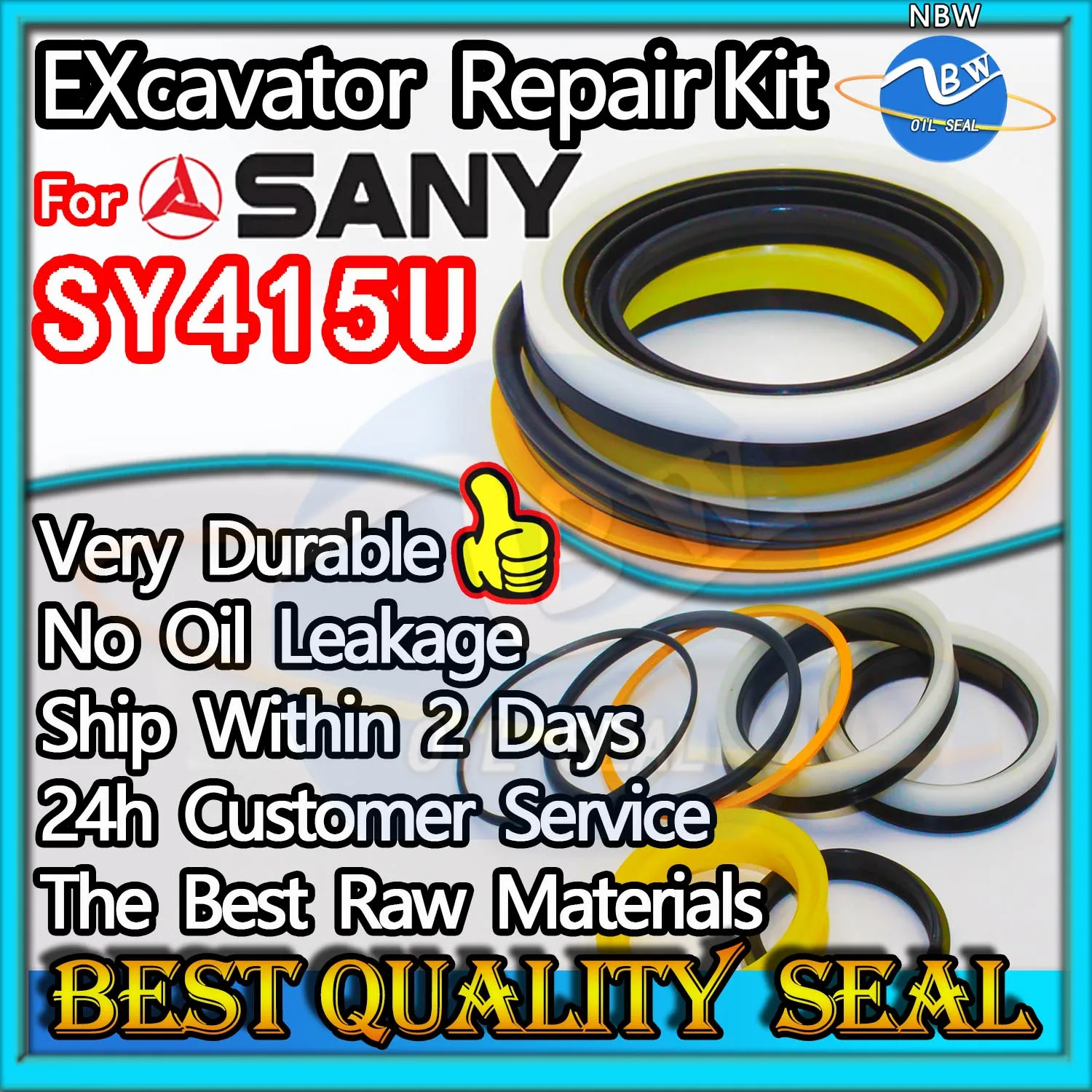 For Sany SY415U High Quality Oil Seal Kit Excavator Repair Parts MOTOR Piston Rod Shaft Replacement Dust Bushing Control Blade