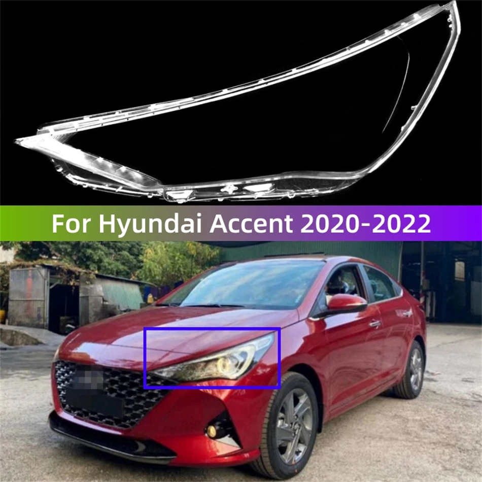 

For Hyundai Accent 2020 2021 2022 Accessories Vehicles Transparent PC Material Headlight Lights Glass Shell
