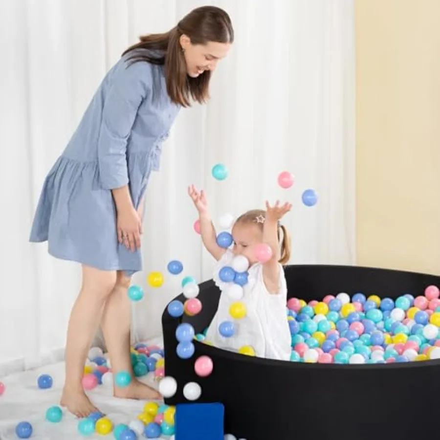 Piscina di Palline Extra Large per Bambini 51 x 11,8 Pollici, Vasca di Palline Morbide in Schiuma per Neonati - Nera