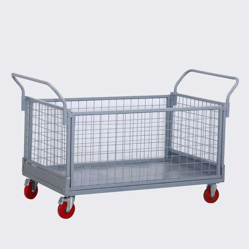 Logistics Warehousing Turnover Truck Fence Cage Large Express Grid Trolley Factory Pull Flatbed Truck