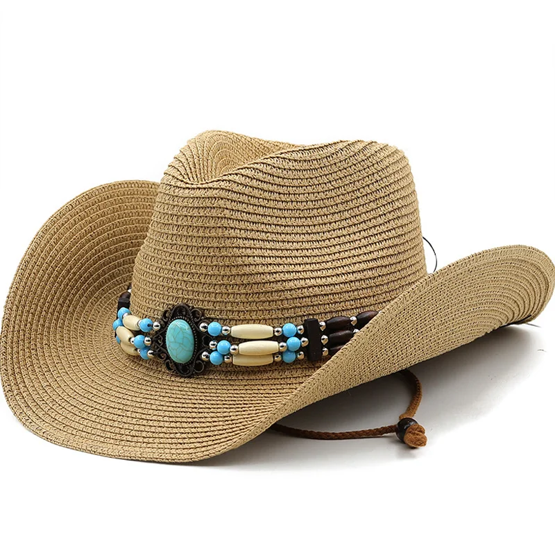 

Cowgirl Summer Hat New Straw Hat for Women Men Western Cowboy Hat Lady Trendy Woven Sun Hat Beach Cap sun hat