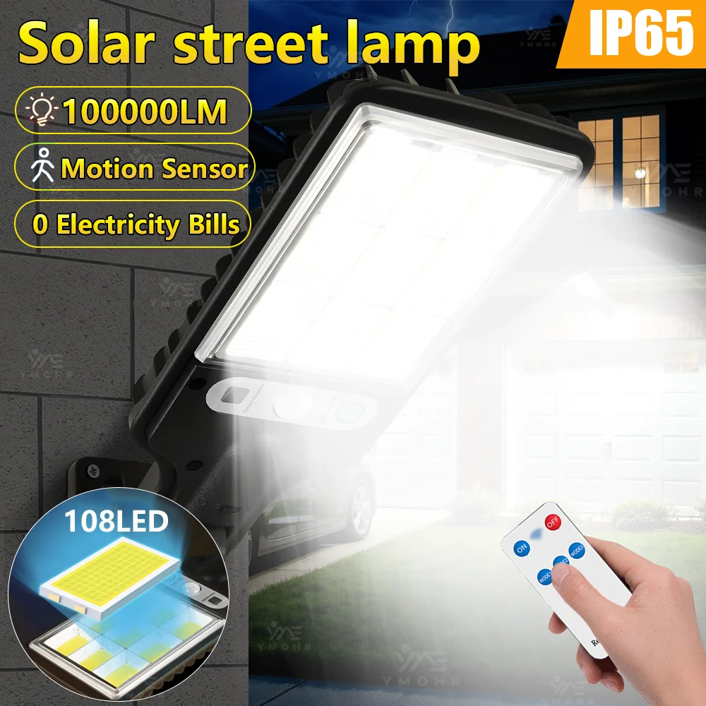 

100000LM солнечный свет, уличный датчик движения, водонепроницаемый, 3 режима, светодиодный уличный солнечный свет для сада, патио, уличный настенный светильник