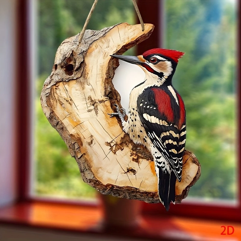 2D 8in نقار الخشب على شكل الحائط تصميم الطيور الخشبية المسطحة المطبوعة ديكور المنزل لغرف الأطفال تخطيط المزرعة الريفية