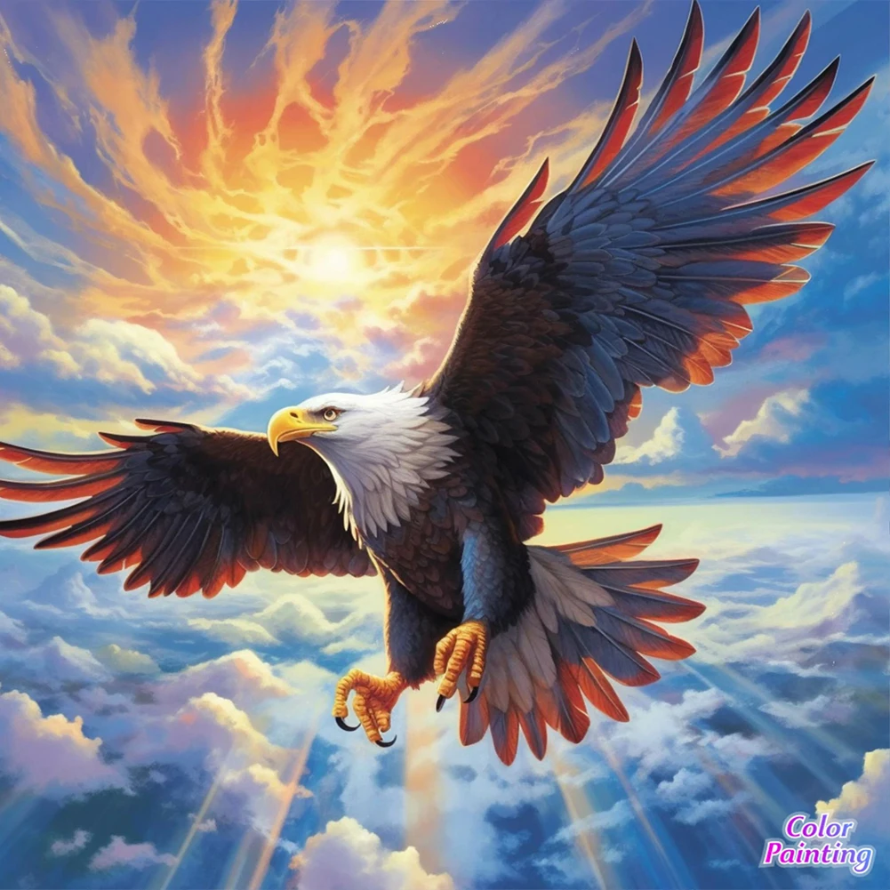 5D DIY Full Round Drill Diamond Painting Soaring Eagle Kit Home Decor 30x30cm