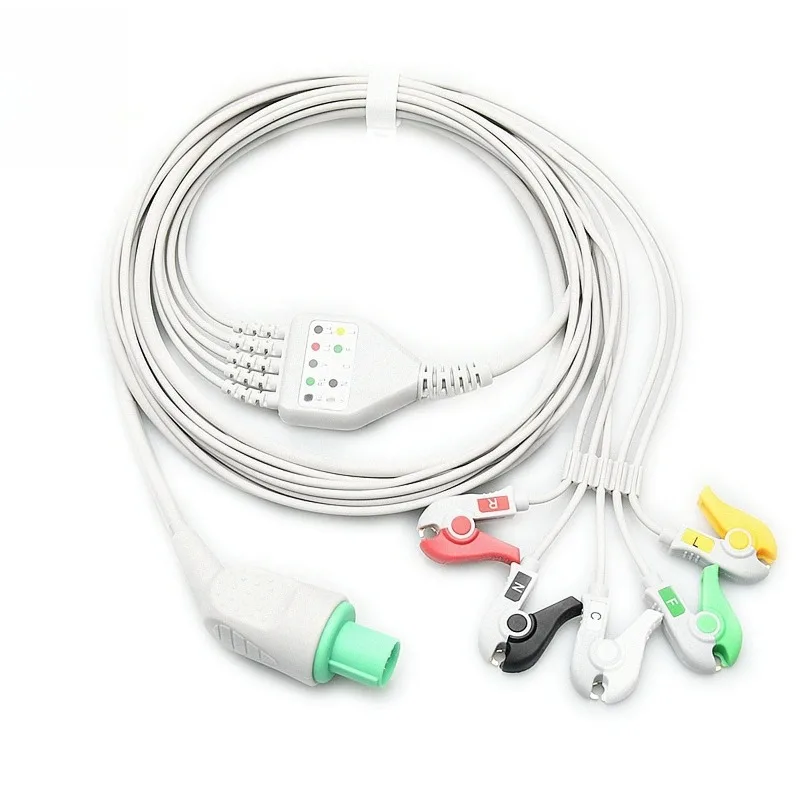 Compatible with GE Heiligers ECG Cable 5 Lead Clip IEC 10 Pin Patient ECG Leads