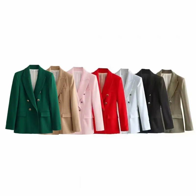 

Autumn New European and American Style Women's Double-Breasted Slim Fit Blazer Jacket