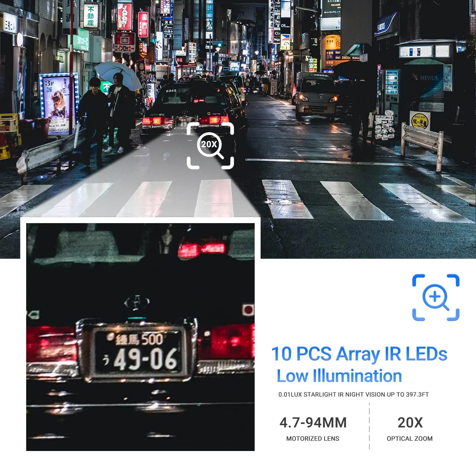 Vikylin 6MP 20X Zoom IR Night Vision PTZ IP Camera For Hik Compatible Two way Audio Human Vehicle Detection POE Security Camera