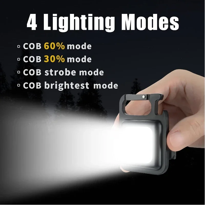 Portable Rechargeable LED Flashlight Keychain Light Torch Lantern 4 Lighting Modes Work Light Camping Light Mini Led Flashlight