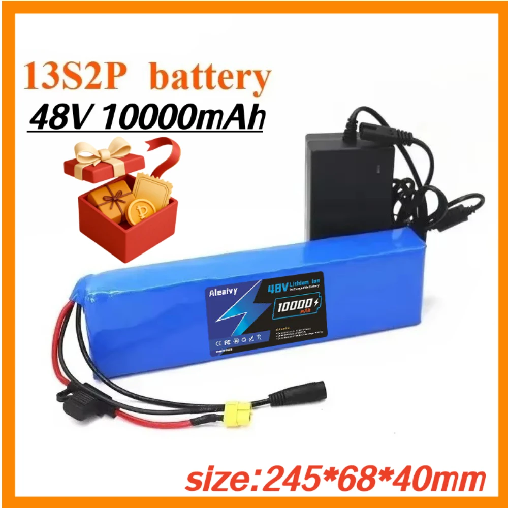 

13S2P 48V 10000mAh 10Ah 18650 rechargeable lithium-ion battery pack, built-in BMS circuit protection board.