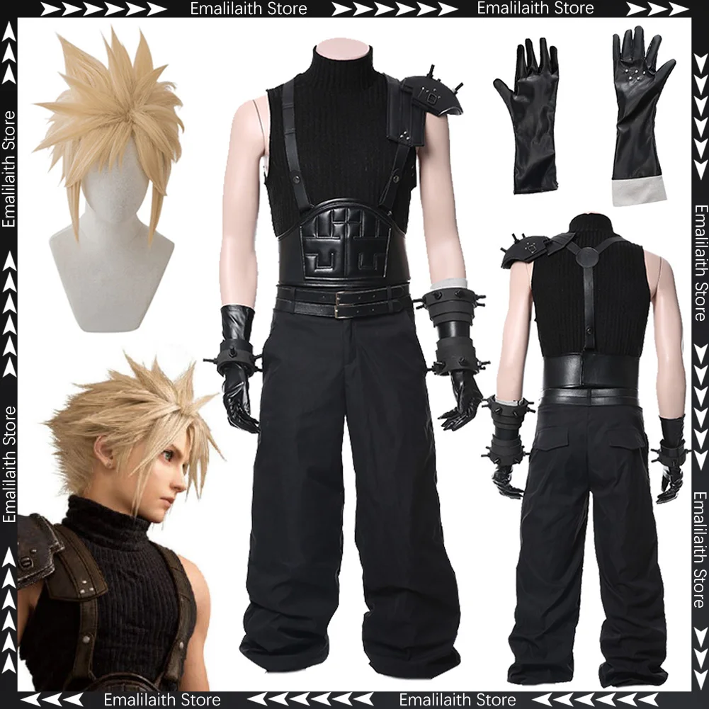 Disguise FF7 Cloud Strife Cosplay Battle Suits Wigs Game Final VII Fantasia Costume Men Role Play Fancy Dress Up Party Clothes