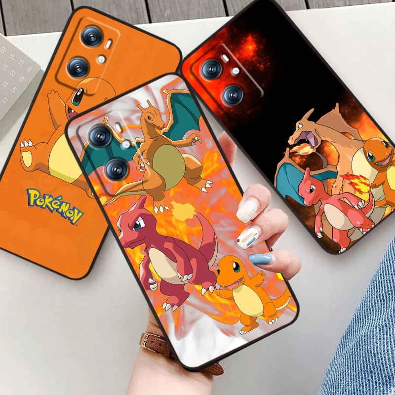 Pokemon Little Fire Dragon For OPPO Find X6 X5 X3 A54S A5 A94 A16 A53S A57 A74 A72 A98 A78 A96 A9 5G Black Funda Phone Case