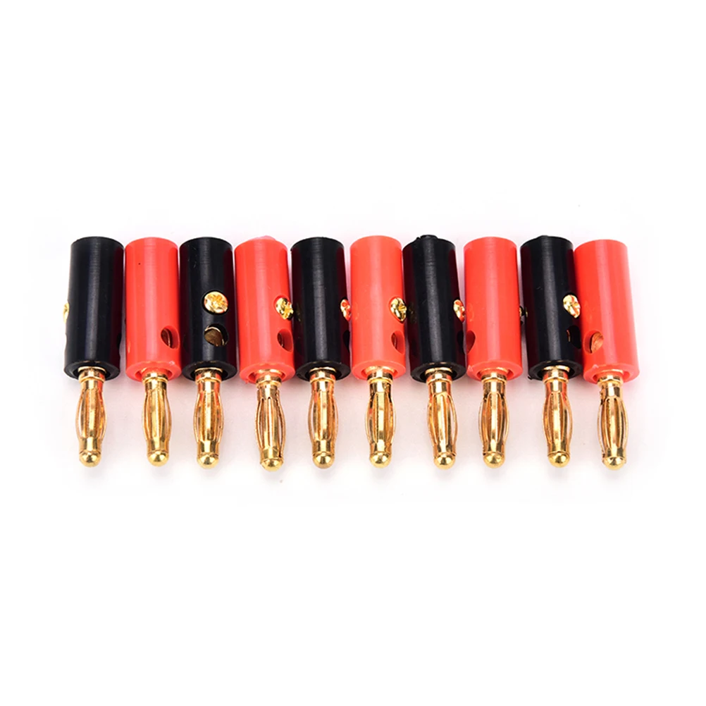 

10PCS Gold-Plated 4mm Screw-Type Banana Plug Connector for Speaker Audio Amplifier