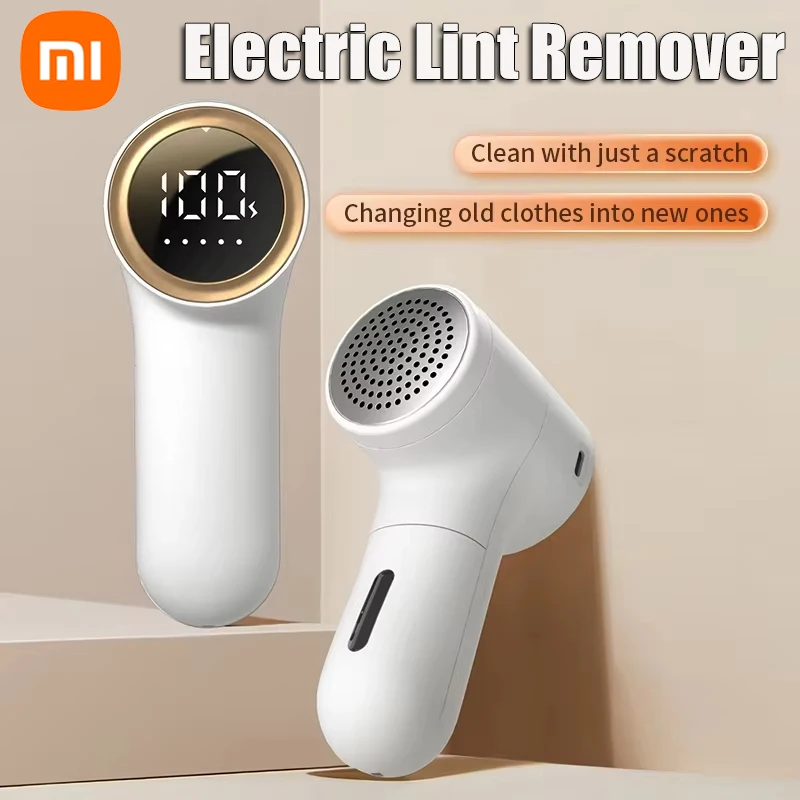 Xiaomi alat cukur bulu elektrik portabel, penghilang serat listrik USB dapat diisi ulang tampilan Digital cerdas pemangkas bola bulu pakaian pencukur 5 gigi pisau cukur