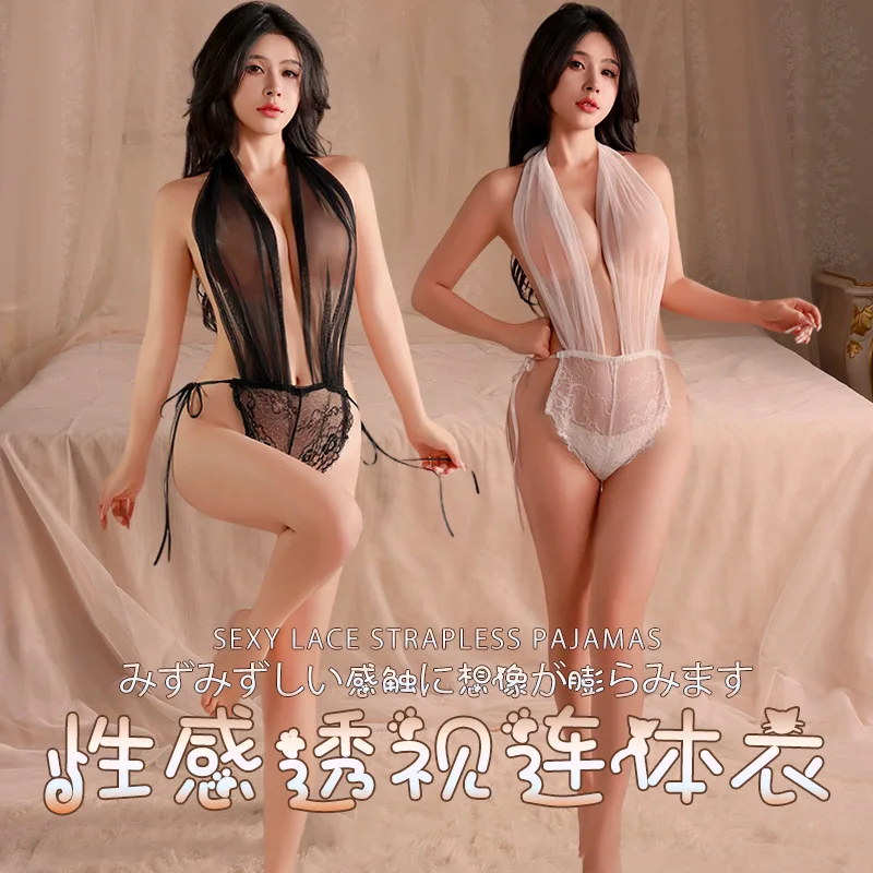 

Сексуальное женское белье, женское сексуальное нижнее белье с открытой промежностью, платья Babydoll, прозрачные кружевные боди, глубокий V-образный вырез Xxx, эротическая одежда