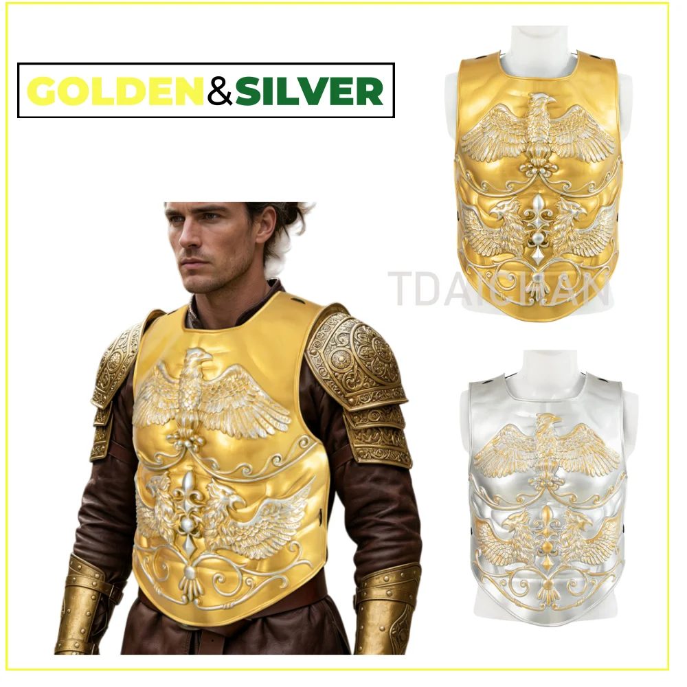 

2026 Roman Style Eagle Breastplate Silver Gold Embossed Armor LARP/Cosplay Medieval Costume Accessory for Men Medieval Knight