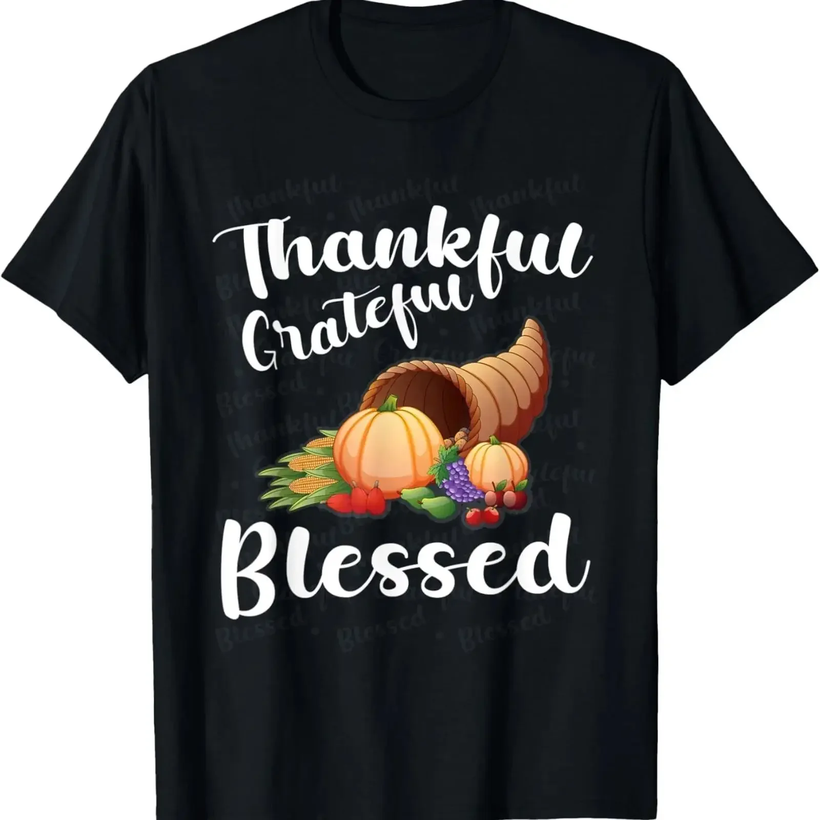 Thanksgiving Holiday Grateful Thankful Blessed Cornucopia T Shirt vintage Washed Soft Unisex fashion Slightly streetwear