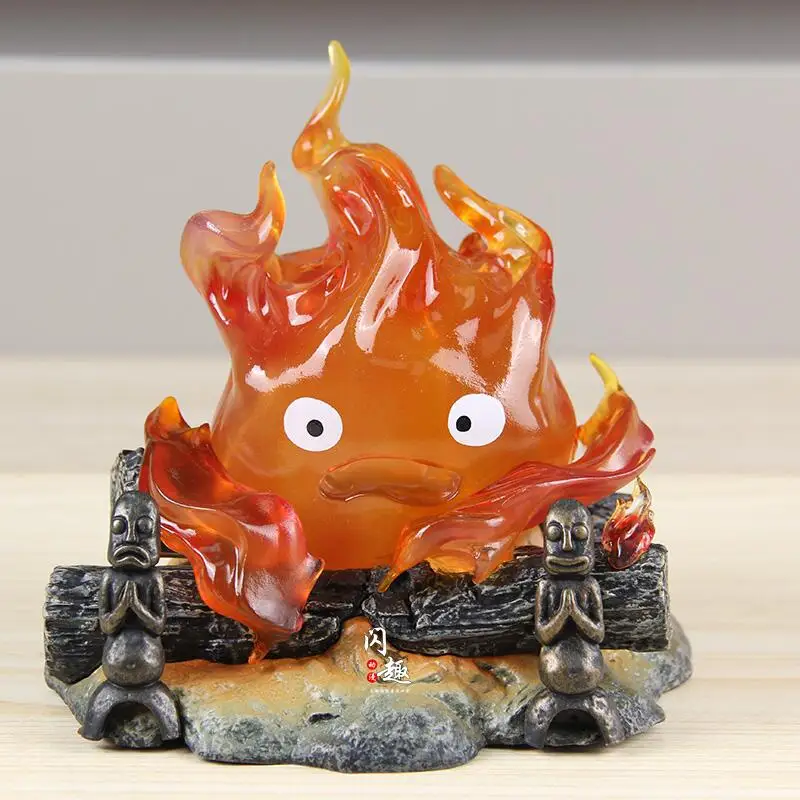 Cartoon Calcifer Objects Lamp Cartoon Anime Candle Action Figure Statue Model Doll Toys Collection Desktop Ornament kids gift