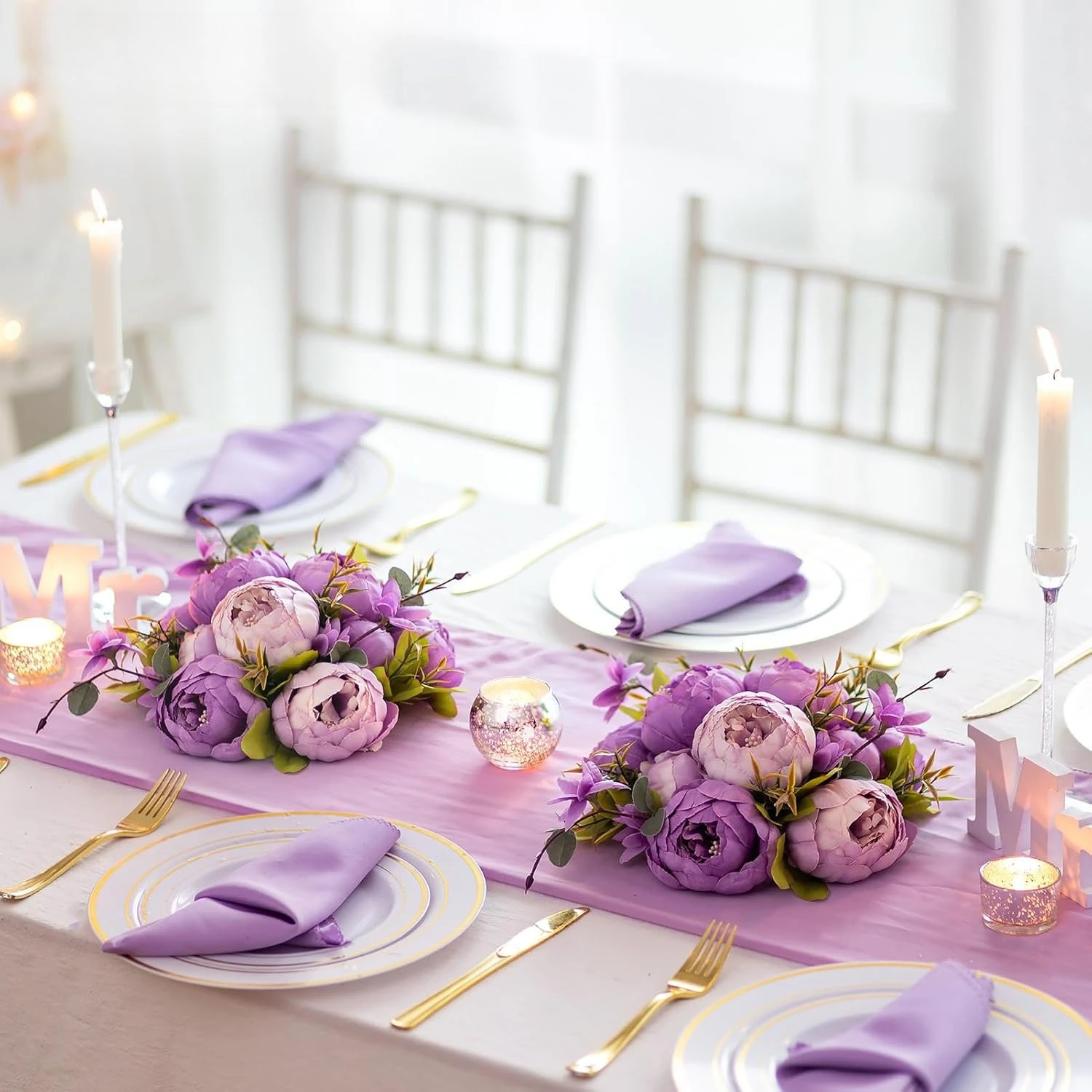 

Flower Balls Flowers for Centerpieces: 10 Pcs 9.4 inch Diam Purple Artificial Peony Fake Flower Ball Arrangement Bouquet