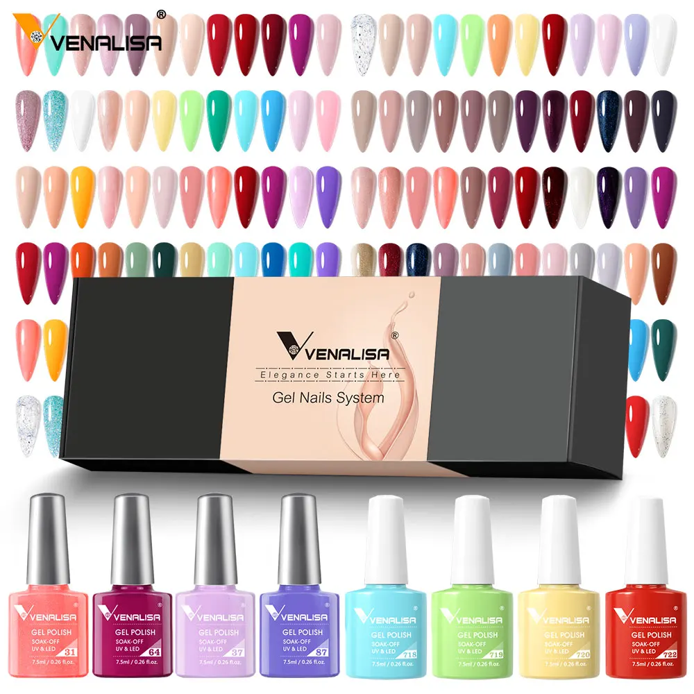 12 pçs/kit venalisa gel unha polonês com alta qualidade caixa de marca para presente feminino reflexivo frash gel pigmento unha arte manicure