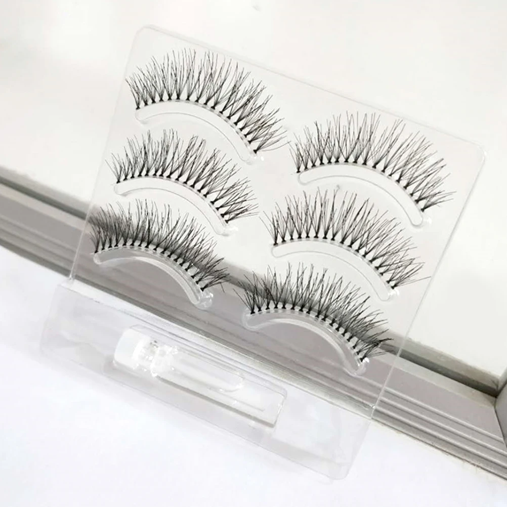 

3Pair False Eyelashes Natural Cross Nude Makeup Dense Long Fake Lashes Easy Remove Safe for Eye Makeup Fake Eyelash