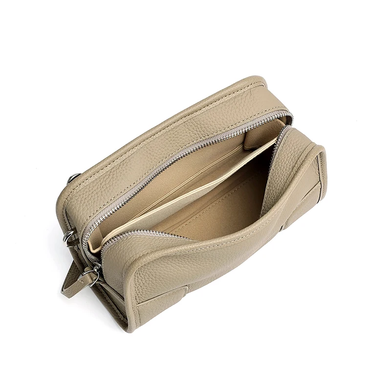 Genuine Leather Women's Boston Handbag Top Layer Cowhide 2026 Fashion Trend Design Single Shoulder Slant Cross Bag