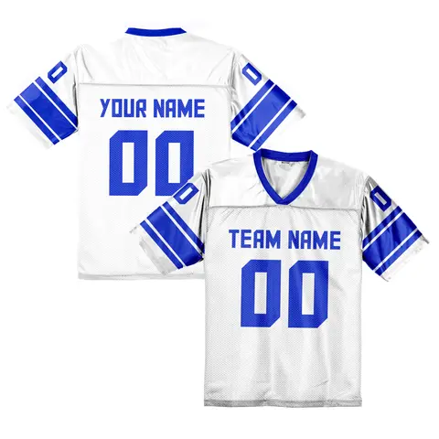 Custom American Football Jersey White Personalized Printed Team Name Number Adult Kids Breathable Athletic Shirt Fans Gift