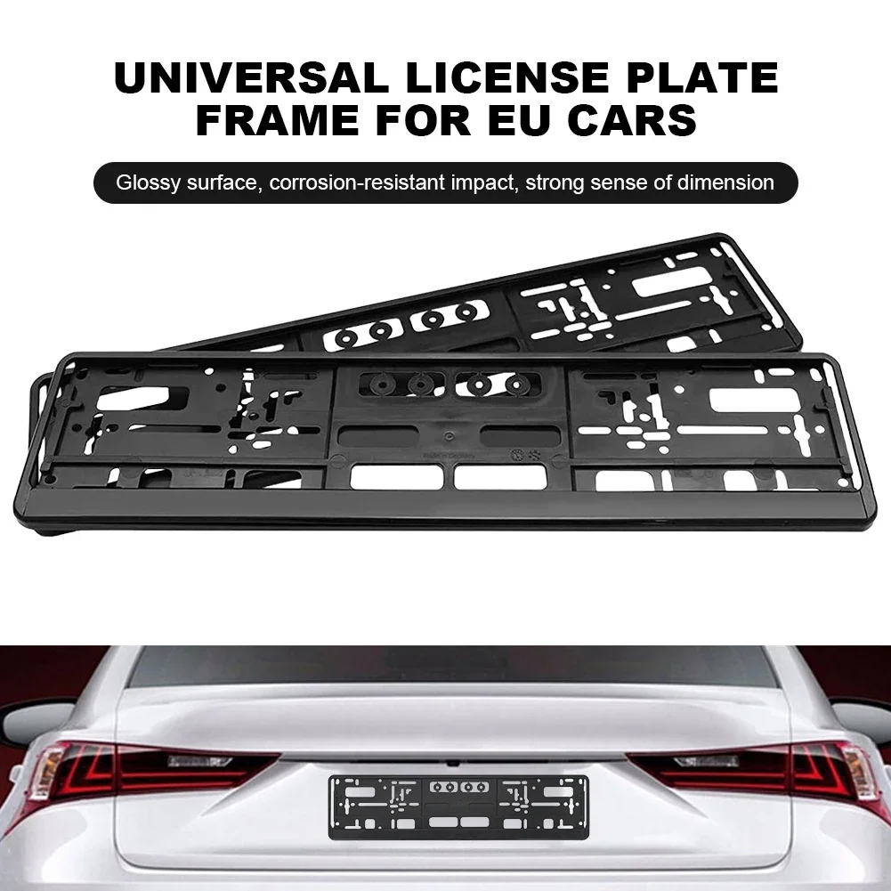 European/American Car License Plate Frame Holder 52x13cm 2Pcs Plastic Car License Plate Frame Waterproof Holder Auto Accessories