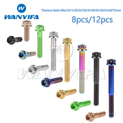 Wanyifa Titanium Bolt M6x10/15/20/25/30/35/40/45/50/55/60/75mm Flange Allen key Head Screws for Motorcycle Retrofit 8pcs/12pcs