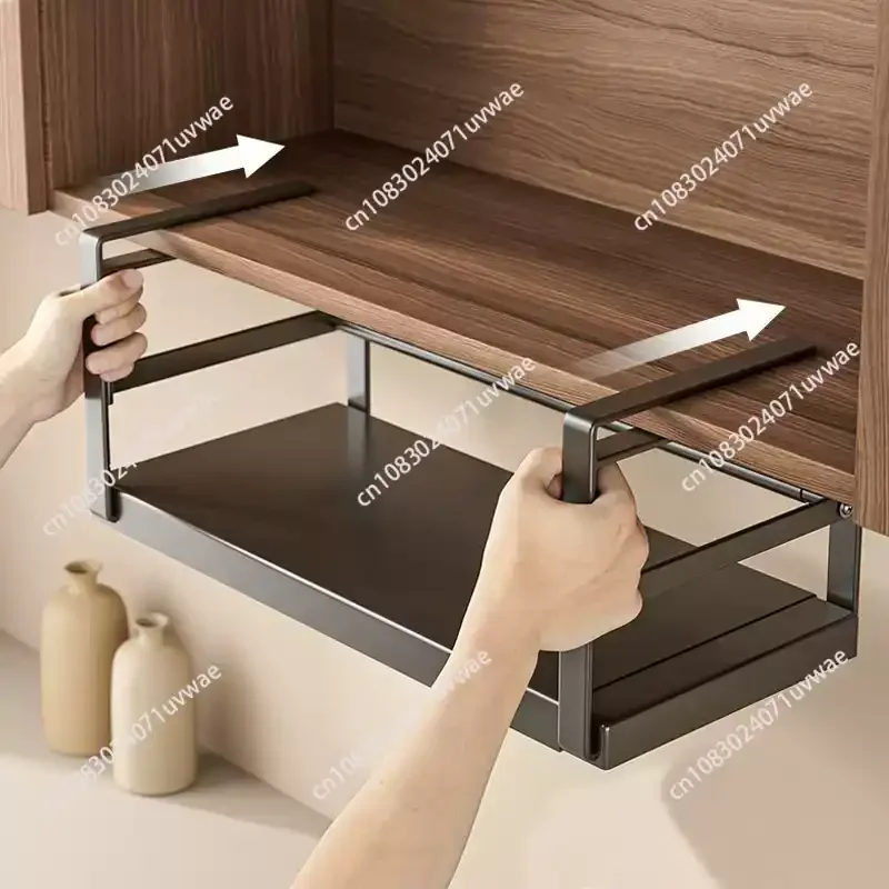 under-cabinet-kitchen-hanging-rack-multi-functional-organizer-for-paper-towels-foil-utensils-and-spice-storage