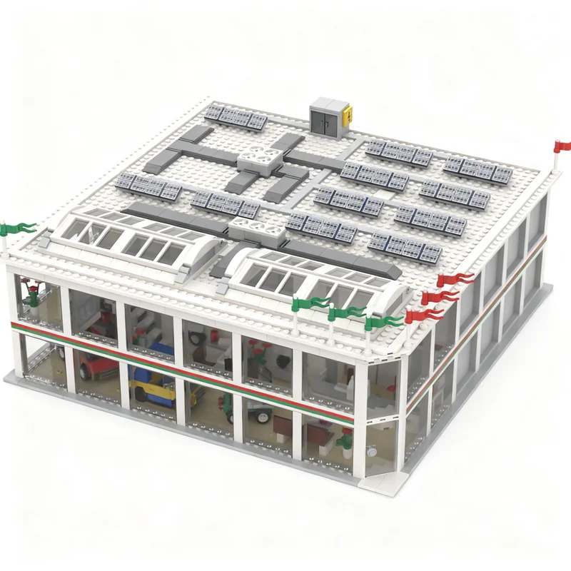 3828pcs MOC Modular Streetscape Car Dealership Autohaus Model Building Blocks Construction Brick Idea Kids Christmas Gifts Toys