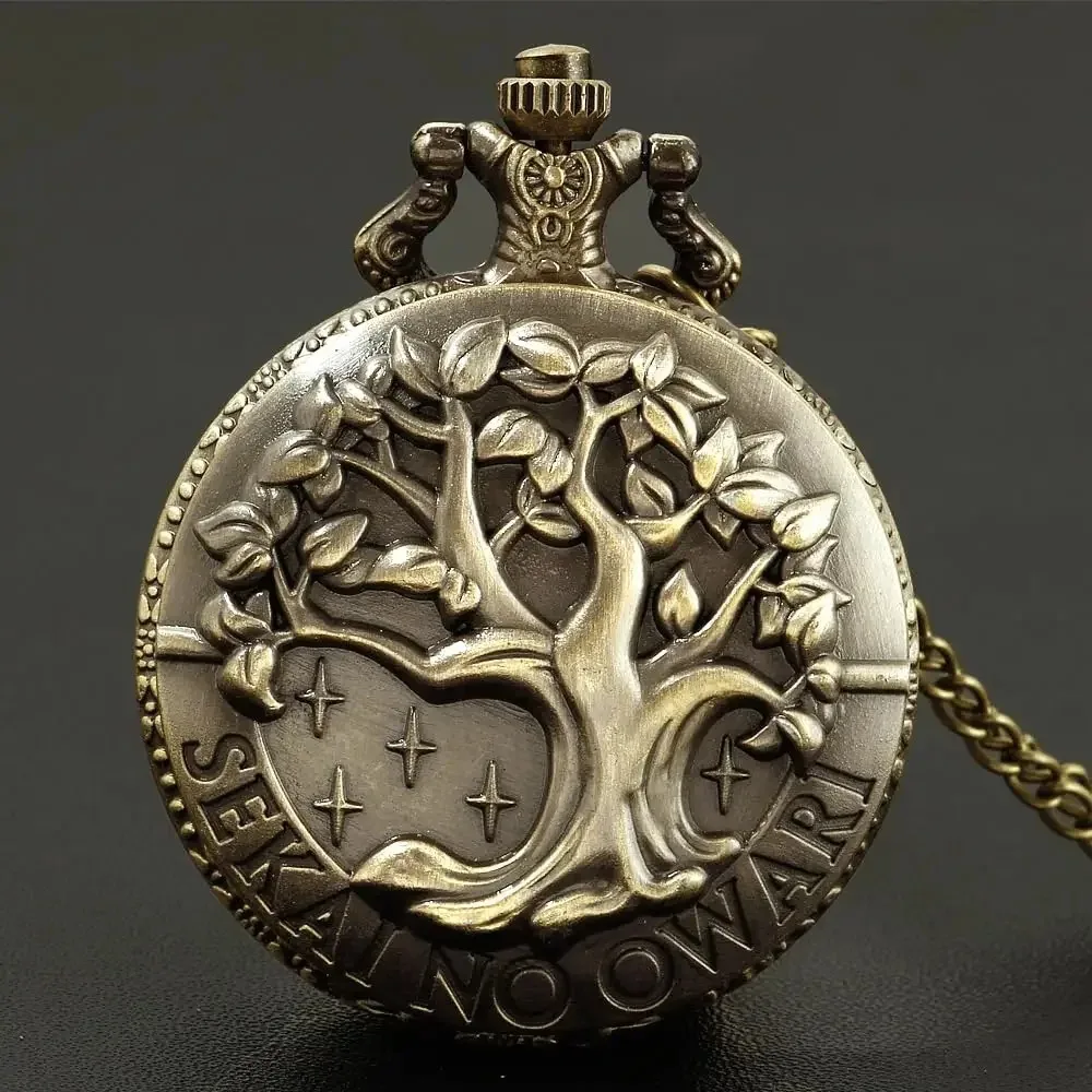 Vintage Tree of Life Pattern Quartz Pocket Watch WITH Chain Pendant Clock Necklace Watches for Men Women Unique Accessories Gift