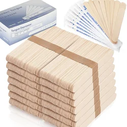 300/200/100/5PCS Disposable Tongue Depressor Wooden Waxing Stick Individual Paper Pack Hair Removal Sticks Tattoo Accessories