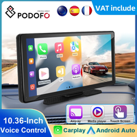 Podofo 10.36inch Car Monitor Carplay Portable Smart Player Android Auto Bluetooth FM AUX Voice Control Android Cast Airplay