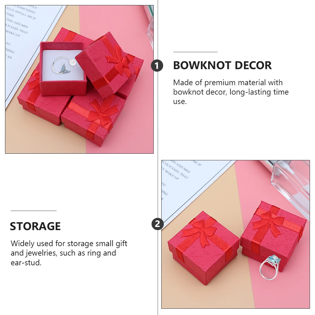 

12 Pcs Jewelry Box Storage Case Small Gift Bowknot Container Ribbon Lid Protect Lightweight Compact Present Holder Display Tool
