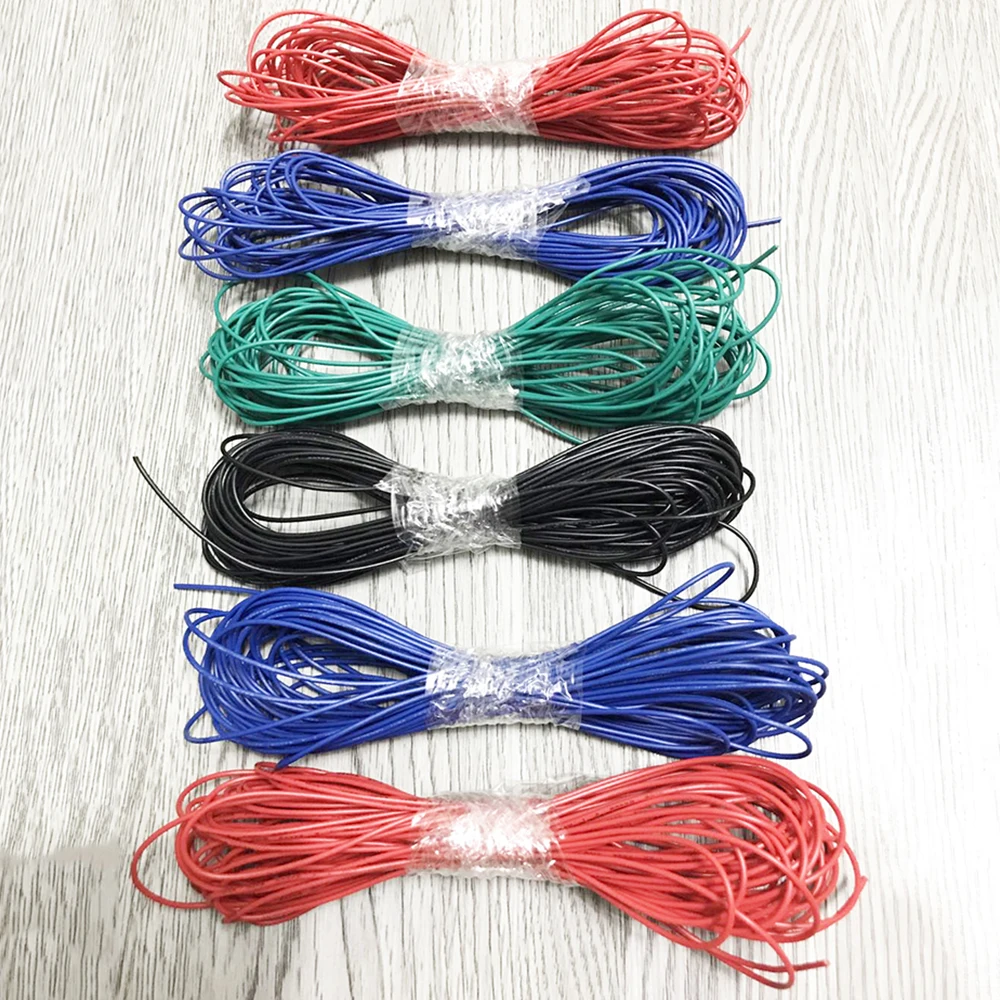 590M Repaire Wire 24awg 1.4mm PVC Electronic Wire Black Red Green Blue White Yellow Orange Color Led Wire Connect Cable