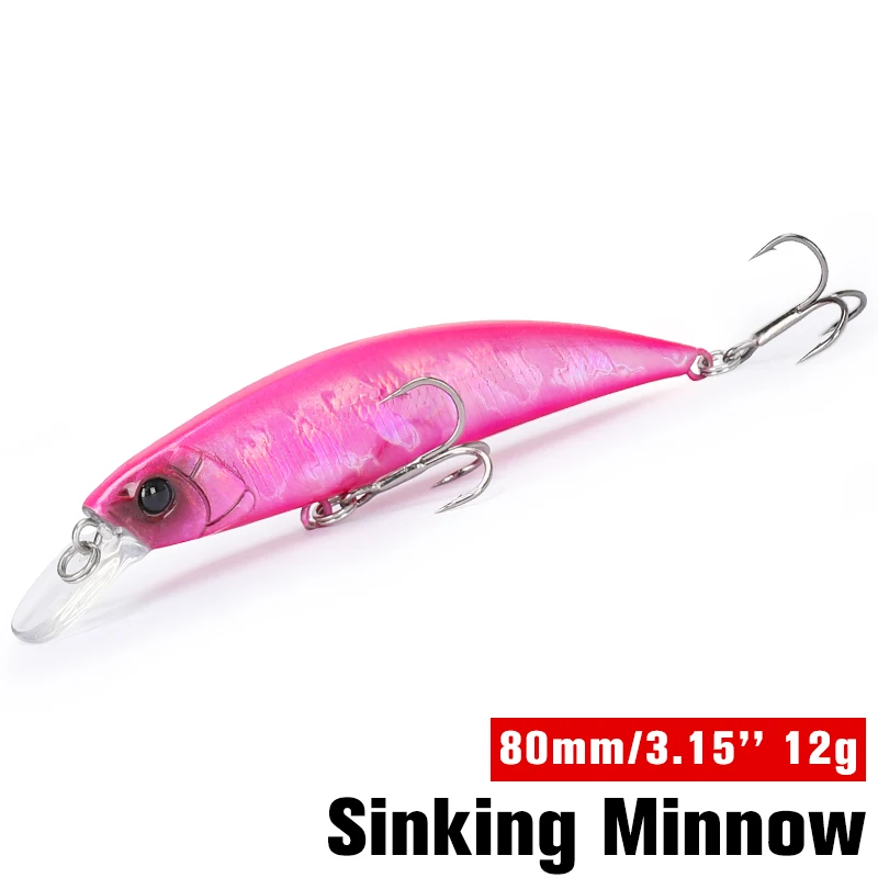 

TSURINOYA 4PCS 12g Sinking Minnow Fishing Lure DW96 8cm Trout Pike Rockfish Hard Bait Jerkbait Freshwater Saltwater Wobbler
