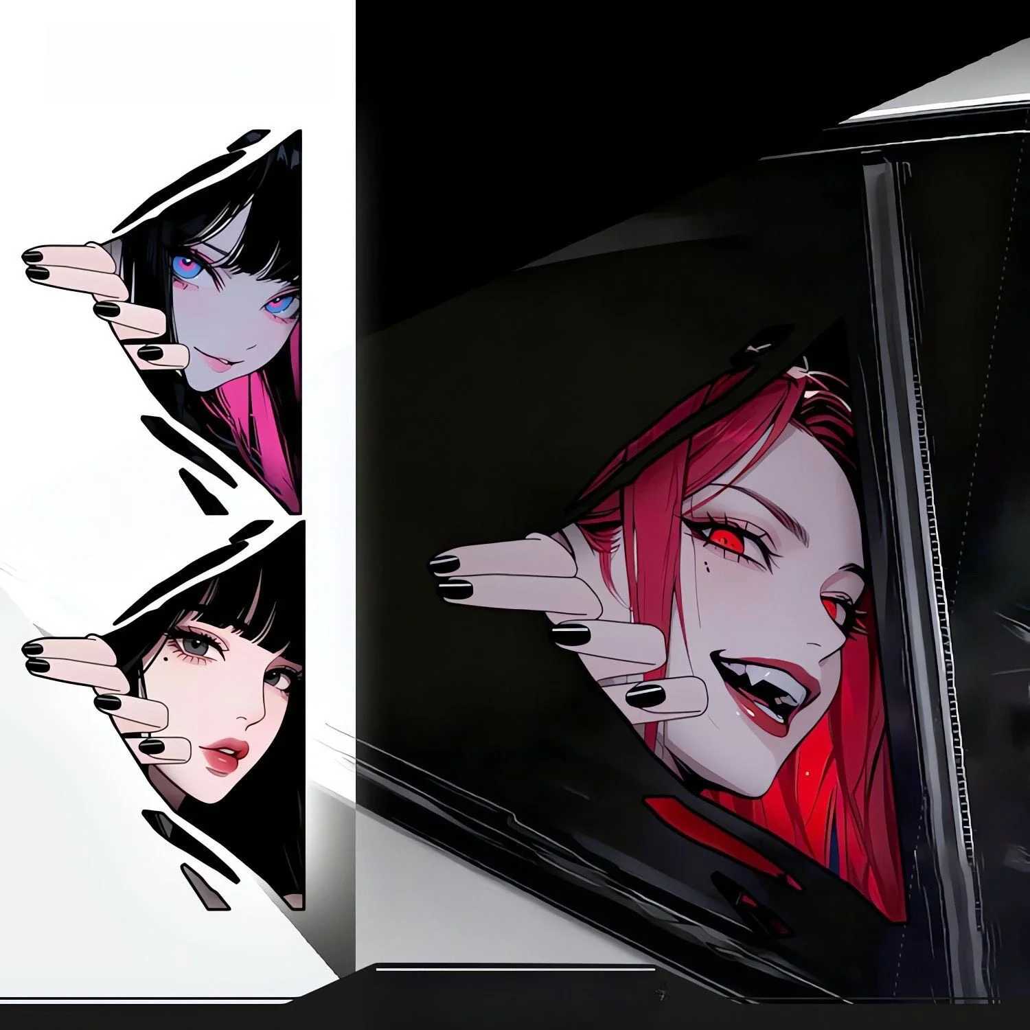JDM Anime Girl Eyes Vinyl Sticker Waterproof Decal Scratch Cover For Electric Motorcycle Personalized Body Decoration