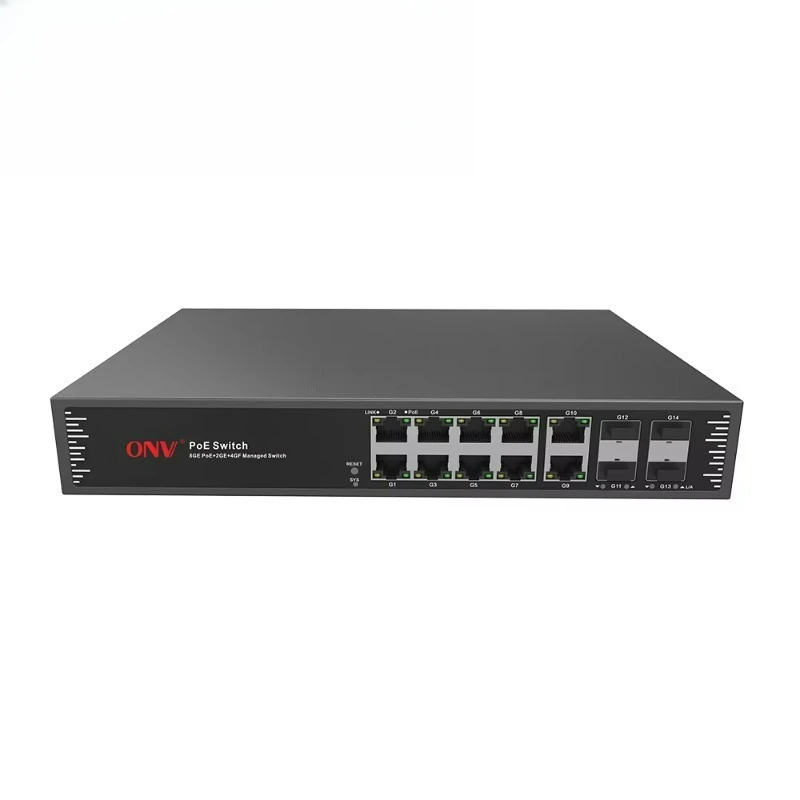 14-port Full Gigabit Managed PoE Switch With SFP, PoE Fiber Switch for CCTV Security System, Camera POE33148PFM