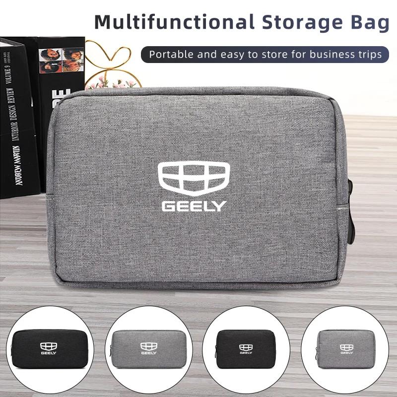 Bolsa de almacenamiento Digital con logotipo de coche, bolso de viaje con Cable de datos impermeable para Geely Emgrand X7 EC7 EC8 GE GT EV8 EX7 Atlas Boyue CK2 GC6