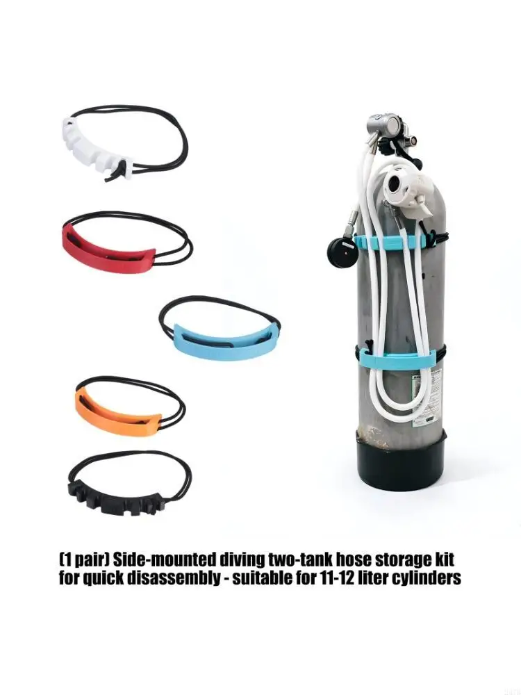 Sidemount Hose Routing Guide for Twin Cylinders, Band and Clip Set Suitable for 11-12L Bottles and Under 13 mm Hoses