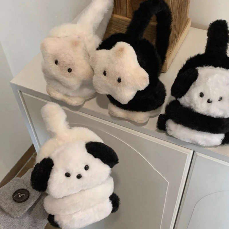 Cute Heart-shaped Puppy Fluffy Ear Muffs Winter Warm Anti-cold Plush Ear Warmer Women Ear Muffs Winter Accessories New Year Gift