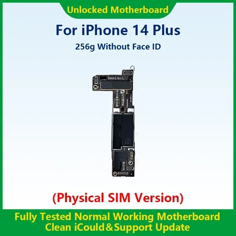 US.EU Fully Tested Authentic Mainboard For iPhone 14 Pro Max Unlocked Motherboard With Face ID Cleaned iCloud Physics SIM
