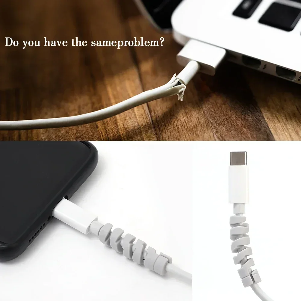 Universal Spiral Cable Protectors Soft Silicone Charger Wire Winder Cord Organizer for MacBook Headphone Charger Cord End Savers