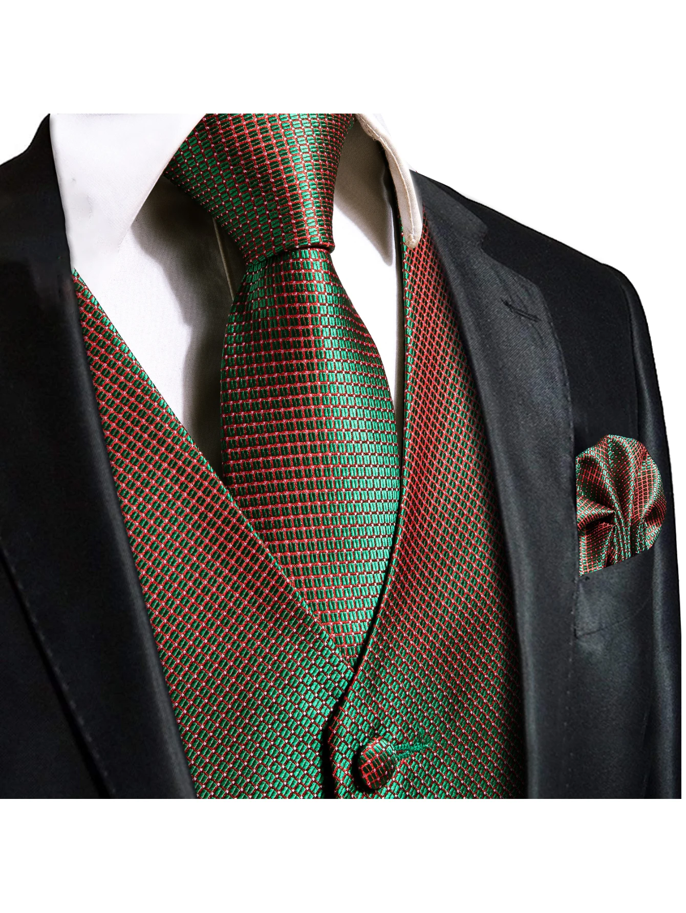 남성용 단색 녹색 V넥 조끼 넥타이 포켓스퀘어 포함 정 - Pocket Square Set 리뷰 및 가격