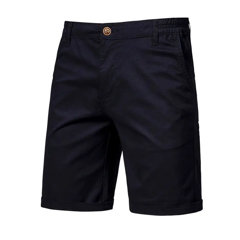 Pantalones cortos informales de alta gama para hombre, Shorts finos con botón sólido y bolsillo con cremallera, Shorts Cargo rectos versátiles