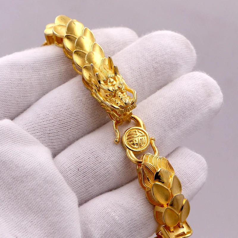 

9999 24K Real Gold 5D Precision Dragon Bone Bracelet Boutique Men's Domineering Faucet Bracelet Hao Domineering Jewelry