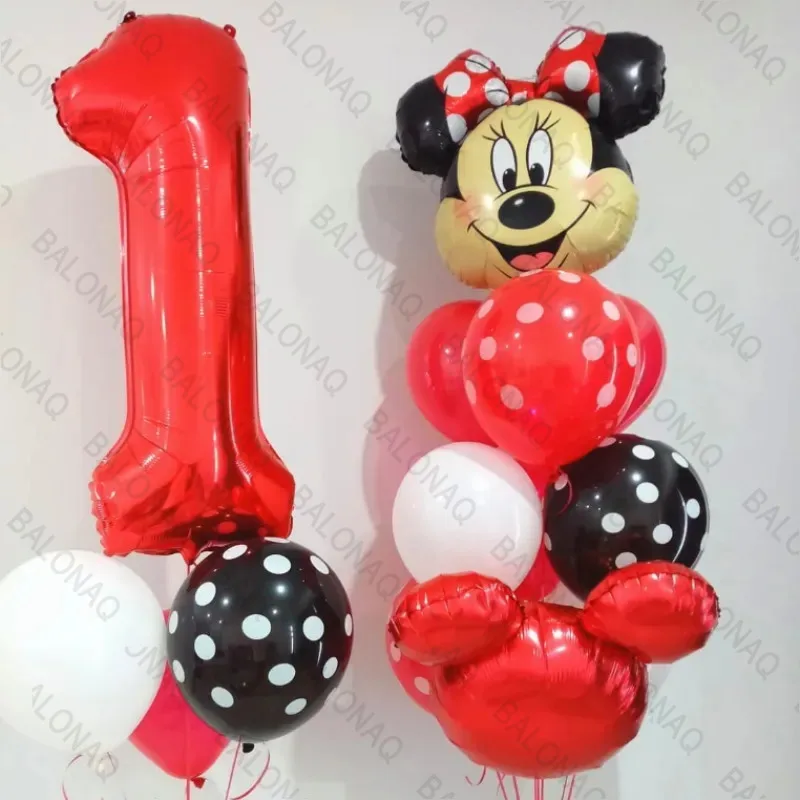 

1set Disney Minnie Mouse Theme Party Balloons Red Number Foil Balloon Baby Birthday Party Decorations Kids Helium Balls Toys