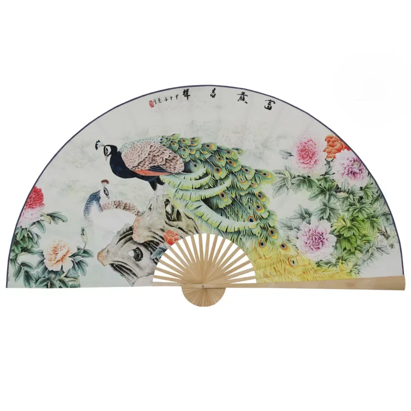 

Decoration Hang wall Fan National Customs Wedding Arrangement Handmade Large Hanging Hotel Restaurant Wall Paper Folding Fan