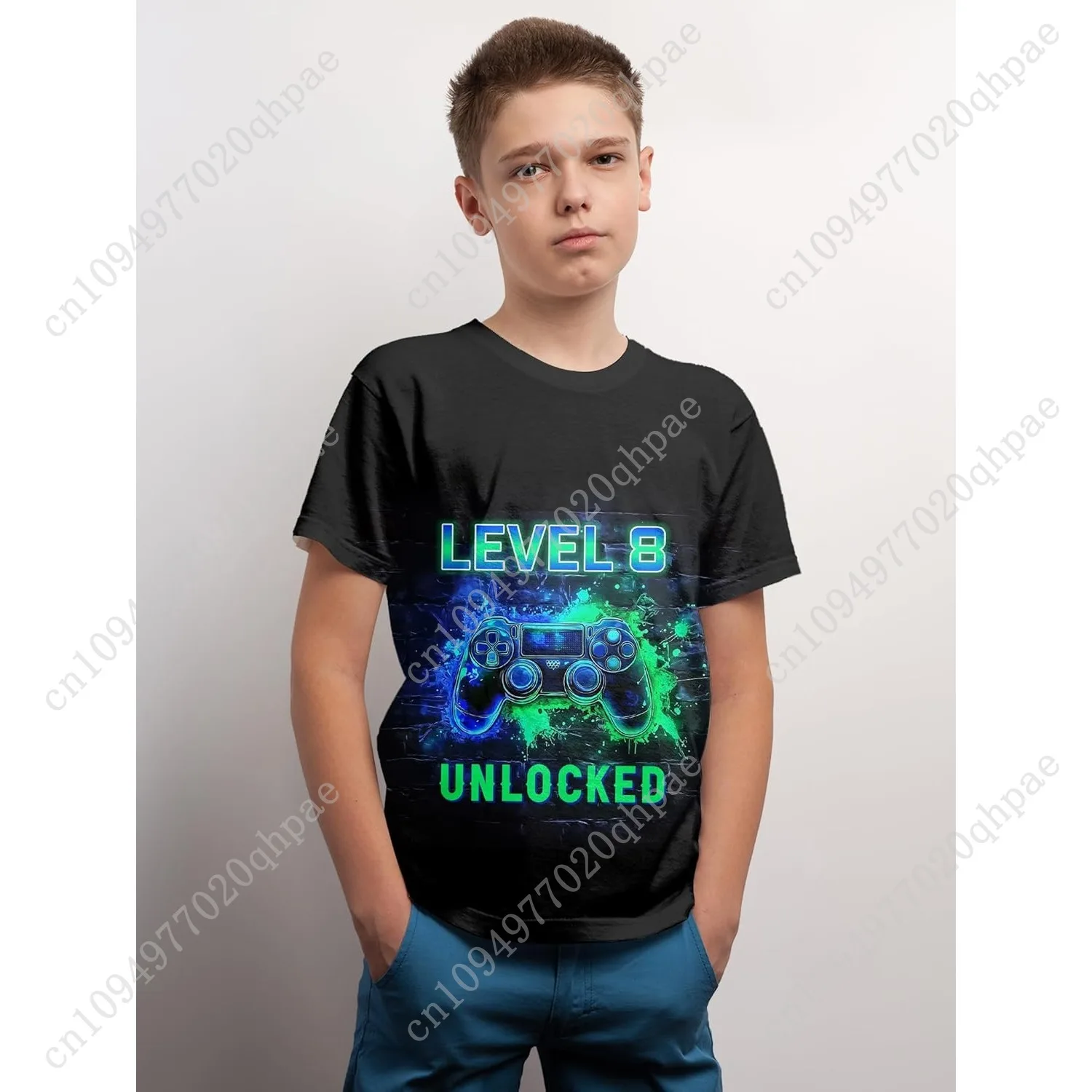 T-shirt grafica 3D per ragazzi e ragazze, girocollo casual traspirante a maniche corte, maglietta per bambini adolescenti