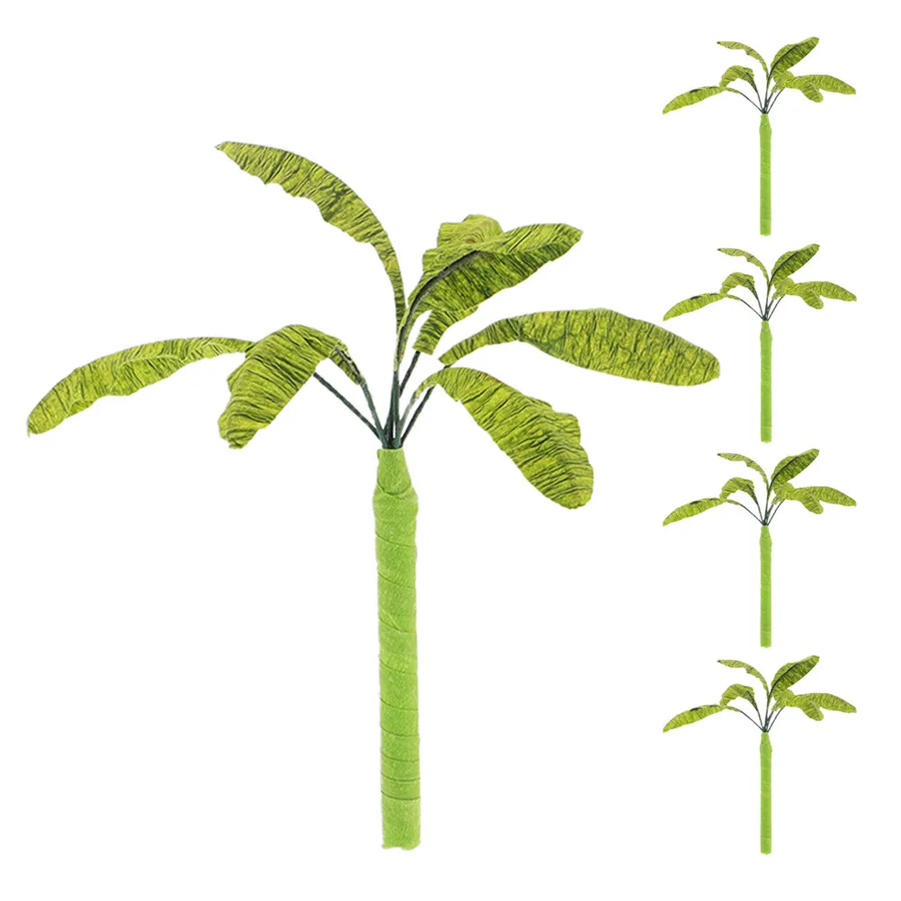 5Pcs Handmade Miniature Banana Trees Realistic Micro Landscape Greenery Decorations for Architectural Sand Table Scenery Crafts